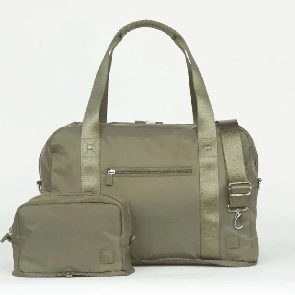 IHKWIP Packable Duffel Bag & Cosmetic Case Set Military Olive Green Travel Set